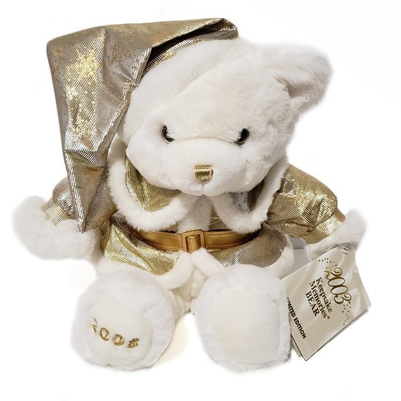 Dan Dee Toys Dan Dee 203 Keepsake Memories Bear White Teddy Gold